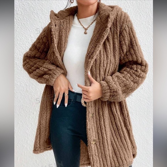 Shein brown over sized teddy jacket coat - Picture 1 of 4